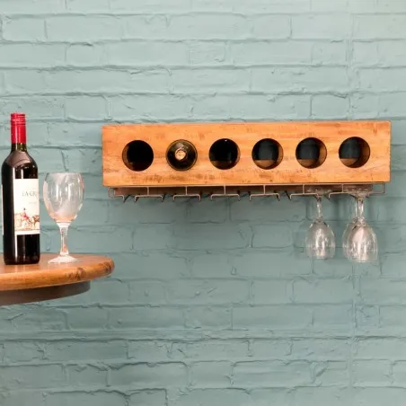 Wall Mounted Wine Bottle Rack Smithers Home Bars £178.00 Kitchen Mango Wood product_features