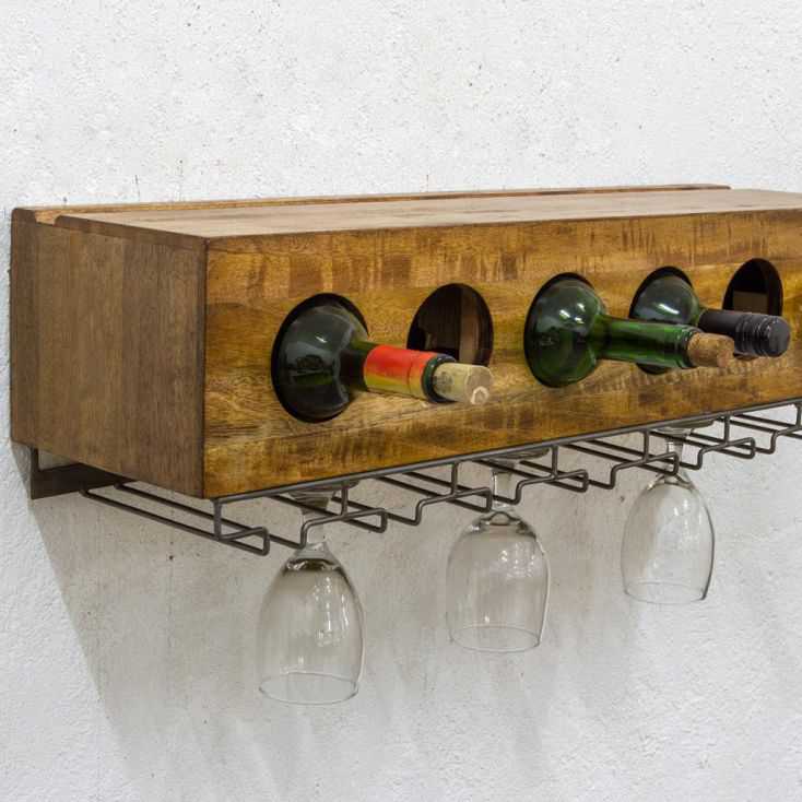 Wall Mounted Wine Bottle Rack Retro Rustic, Wooden Wall Mounted Wine Racks Uk