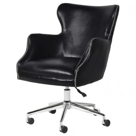 Neville Black Leather Office Chair Smithers Vintage Furniture £1,100.00 Office Stainless Steel product_features