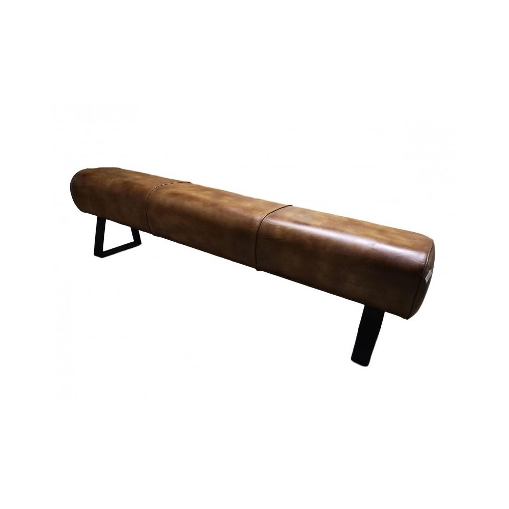Brown Leather Pommel Bench Smithers Archives £710.00 Mango Wood product_features