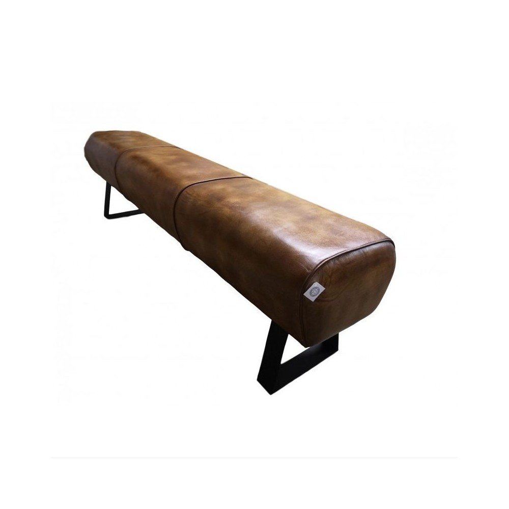 Brown Leather Pommel Bench Smithers Archives £710.00 Mango Wood product_features