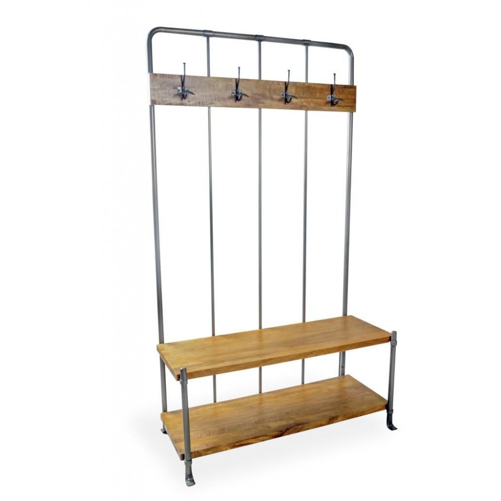 Coat Rack With Bench Seat Smithers Storage £688.00 Utility Mango Wood Steel product_features