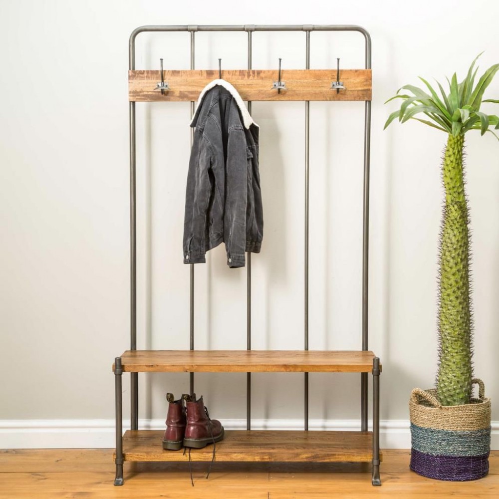Coat Rack With Bench Seat Smithers Storage £688.00 Utility Mango Wood Steel product_features