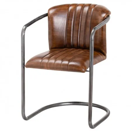 Brown Leather Industrial Dining Chairs Smithers Designer Furniture &pound;390.00 Kitchen Diner Steel product_features
