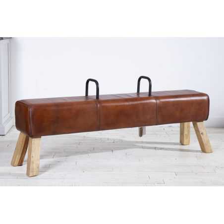 Brown Leather Pommel Bench Designer Furniture Smithers of Stamford £494.00 Store UK, US, EU, AE,BE,CA,DK,FR,DE,IE,IT,MT,NL,NO...