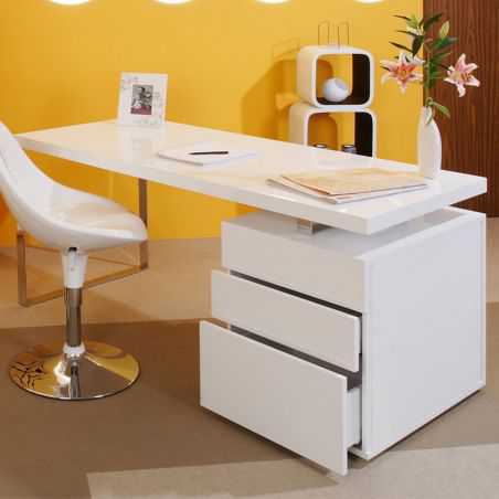 White Gloss Office Desk Designer Furniture Smithers of Stamford £1,088.00 Store UK, US, EU, AE,BE,CA,DK,FR,DE,IE,IT,MT,NL,NO,...