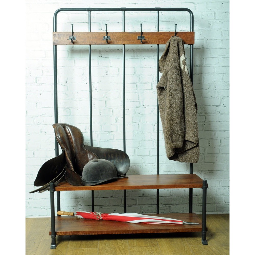 Coat Rack With Bench Seat Smithers Storage £688.00 Utility Mango Wood Steel product_features