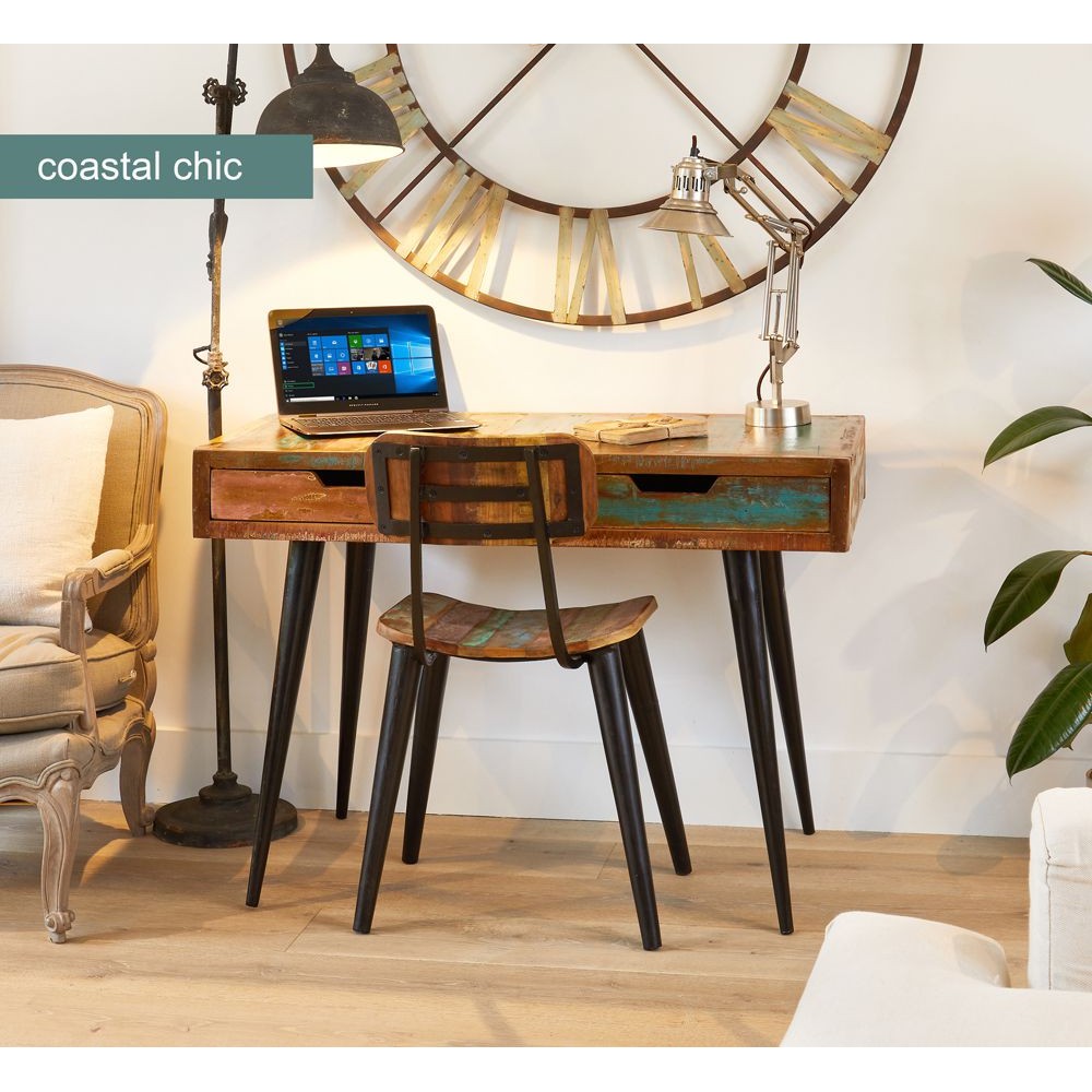 Coastal Reclaimed Wood Desk Smithers Office £631.00 All Rooms Reclaimed Boat Wood Recycled Steel product_features