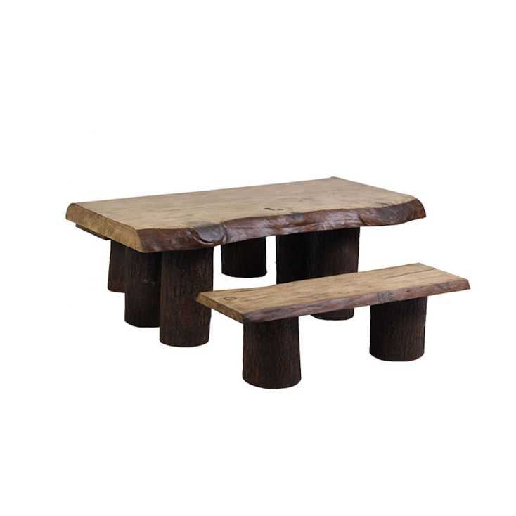 Rustic Garden Table Bench Set Antique, Outdoor Furniture Rustic Style