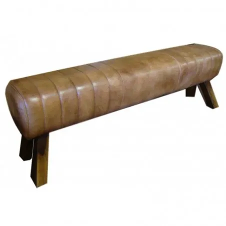 Light Brown Leather Pommel Bench Smithers Designer Furniture &pound;676.00 Teak Wood product_features