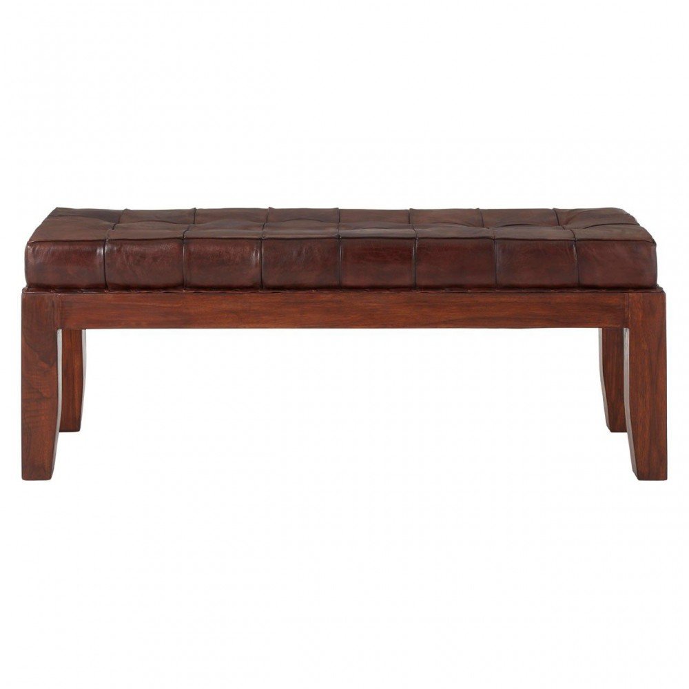 Brown Leather Bench Seat Smithers Designer Furniture £527.00 All Rooms Teak Wood product_features