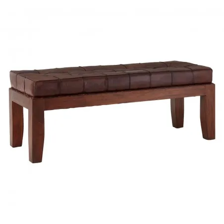 Brown Leather Bench Seat Smithers Designer Furniture £527.00 All Rooms Teak Wood product_features