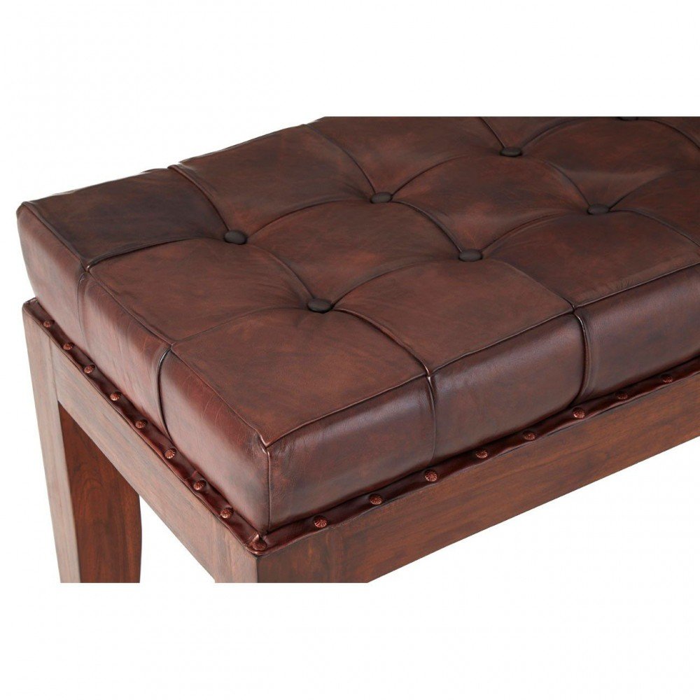 Brown Leather Bench Seat Smithers Designer Furniture £527.00 All Rooms Teak Wood product_features