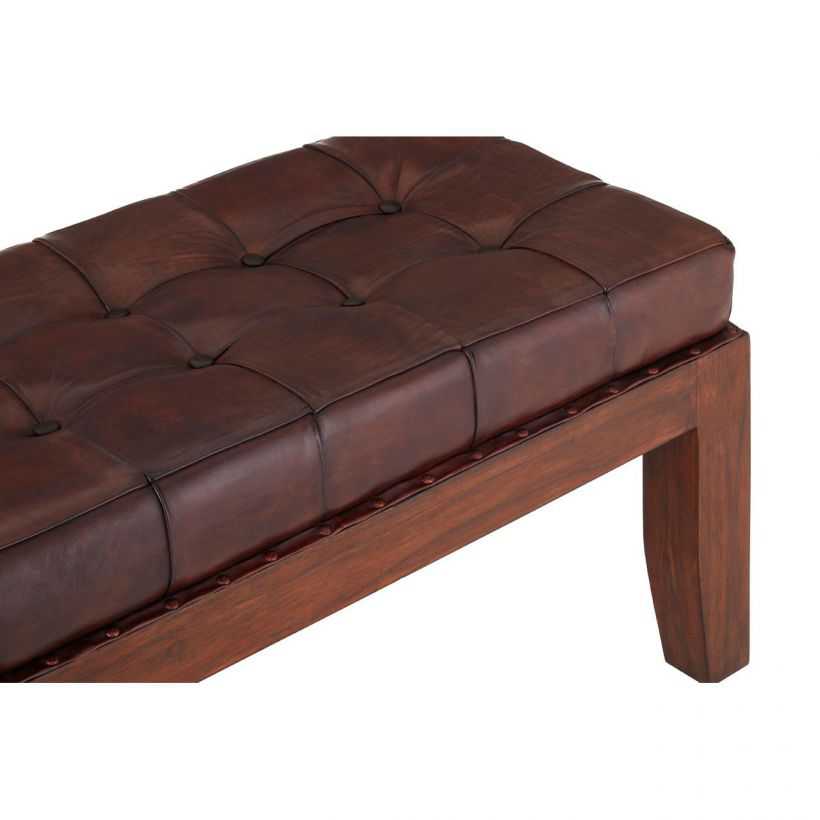 Leather Dark Brown Hallway Bench Seat, Long Leather Bench Seat