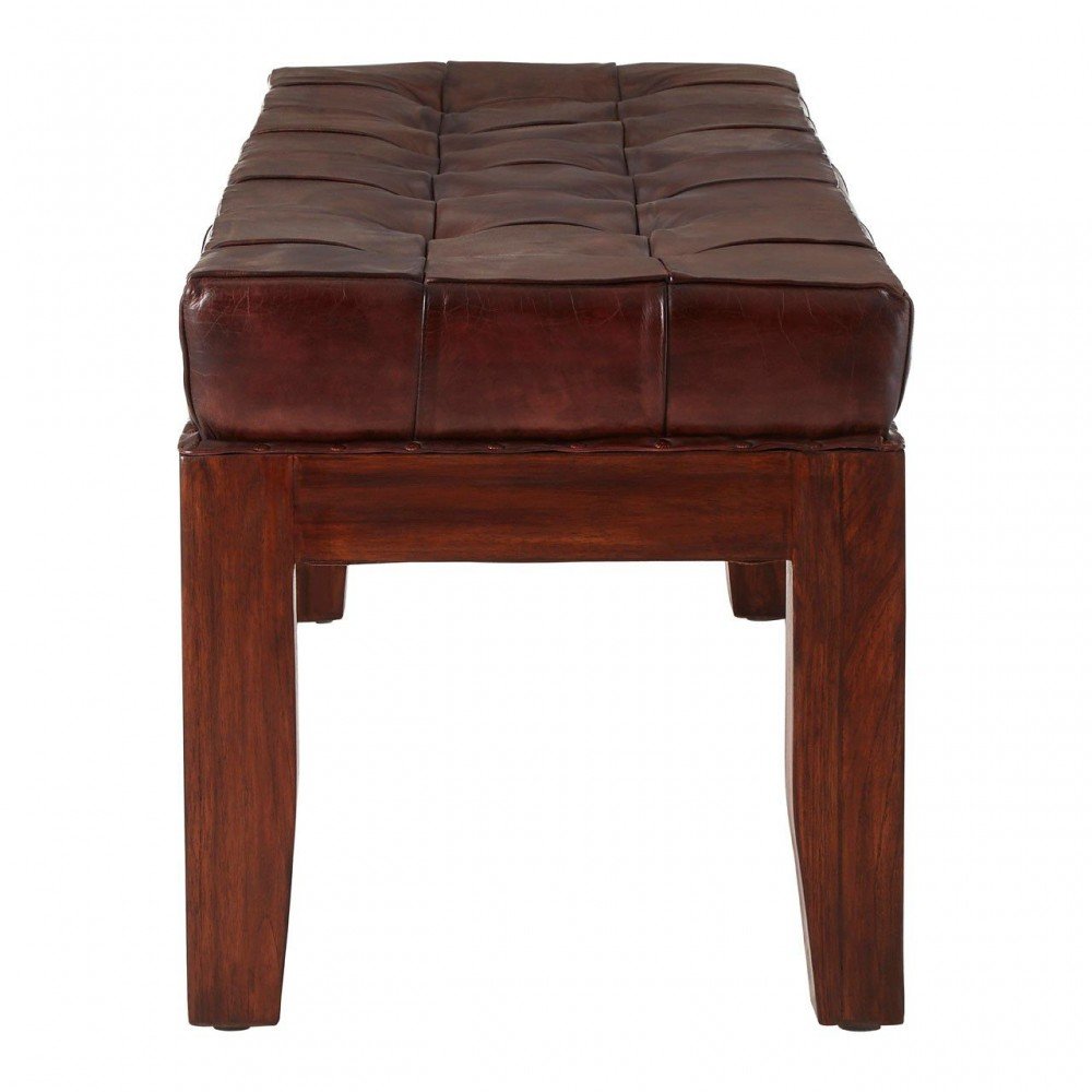 Brown Leather Bench Seat Smithers Designer Furniture £527.00 All Rooms Teak Wood product_features