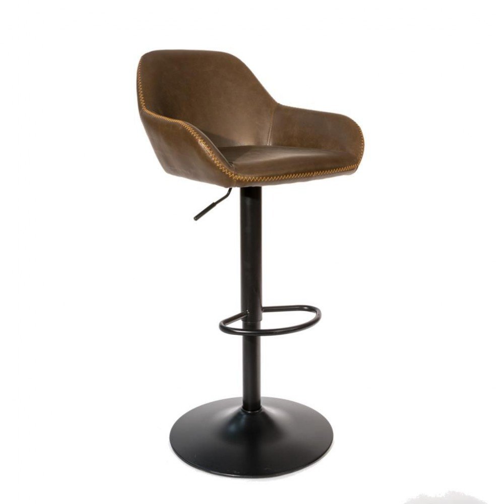 Industrial Brown Leather Bar Stool Smithers Commercial Collective £464.00 All Rooms Steel product_features