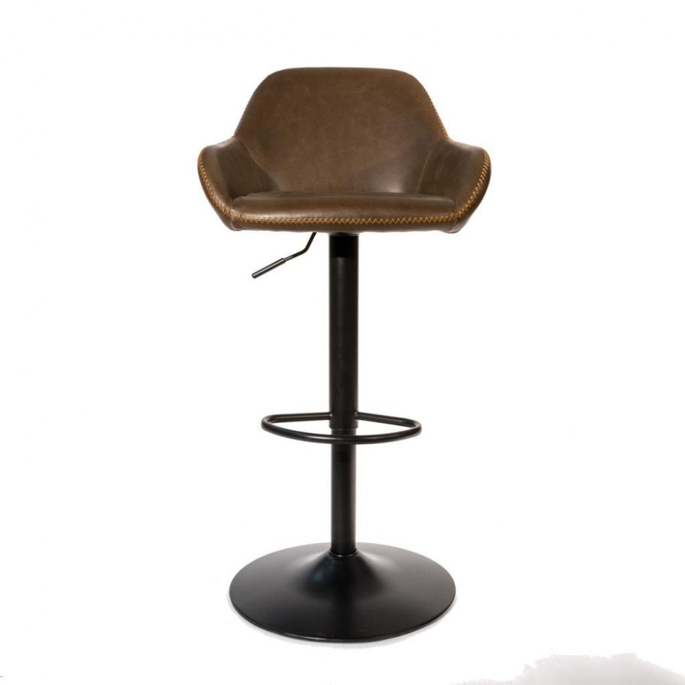 Industrial Brown Leather Bar Stool Smithers Commercial Collective £464.00 All Rooms Steel product_features