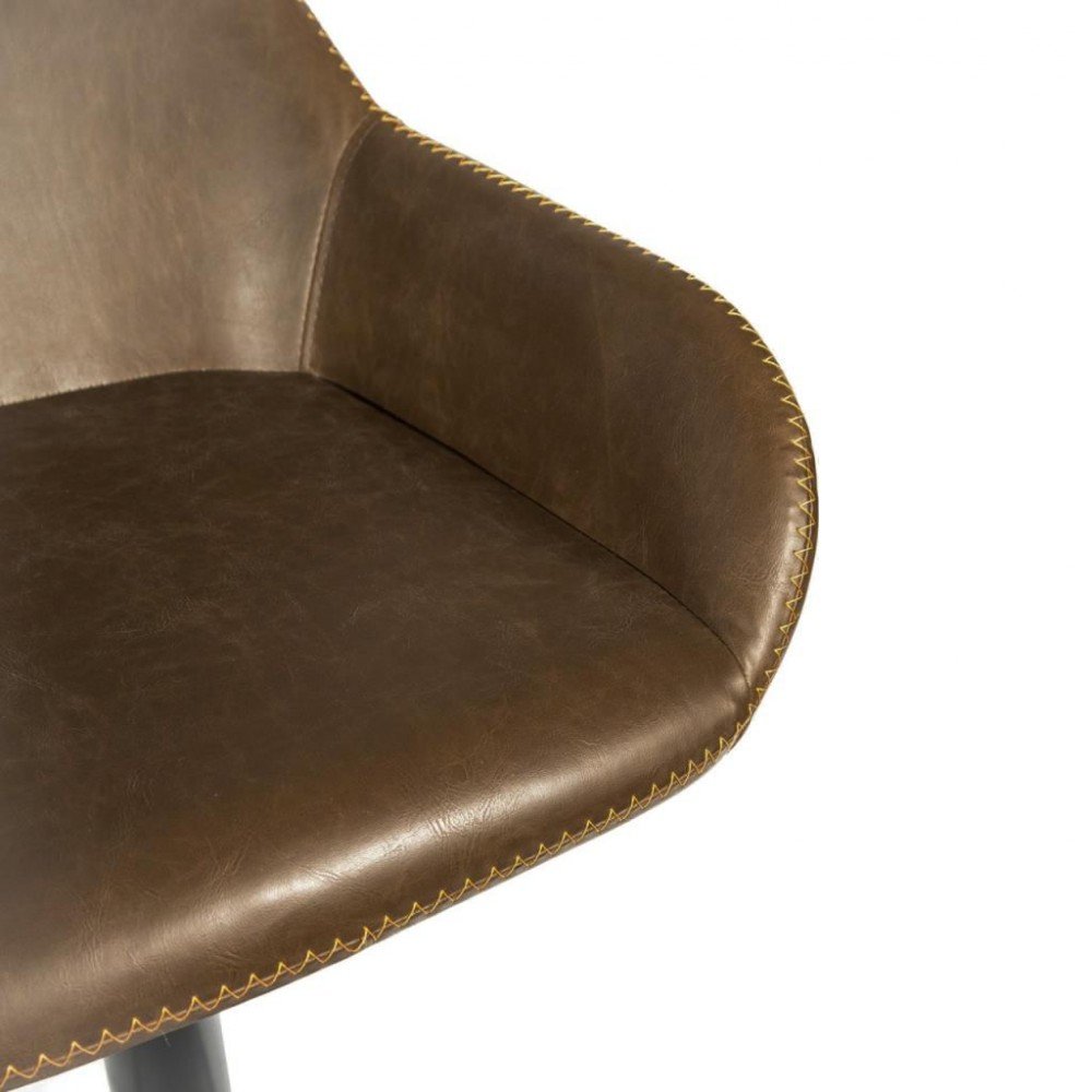 Industrial Brown Leather Bar Stool Smithers Commercial Collective £464.00 All Rooms Steel product_features