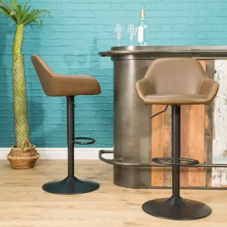 Industrial Brown Leather Bar Stool Smithers Commercial Collective &pound;464.00 All Rooms Steel product_features