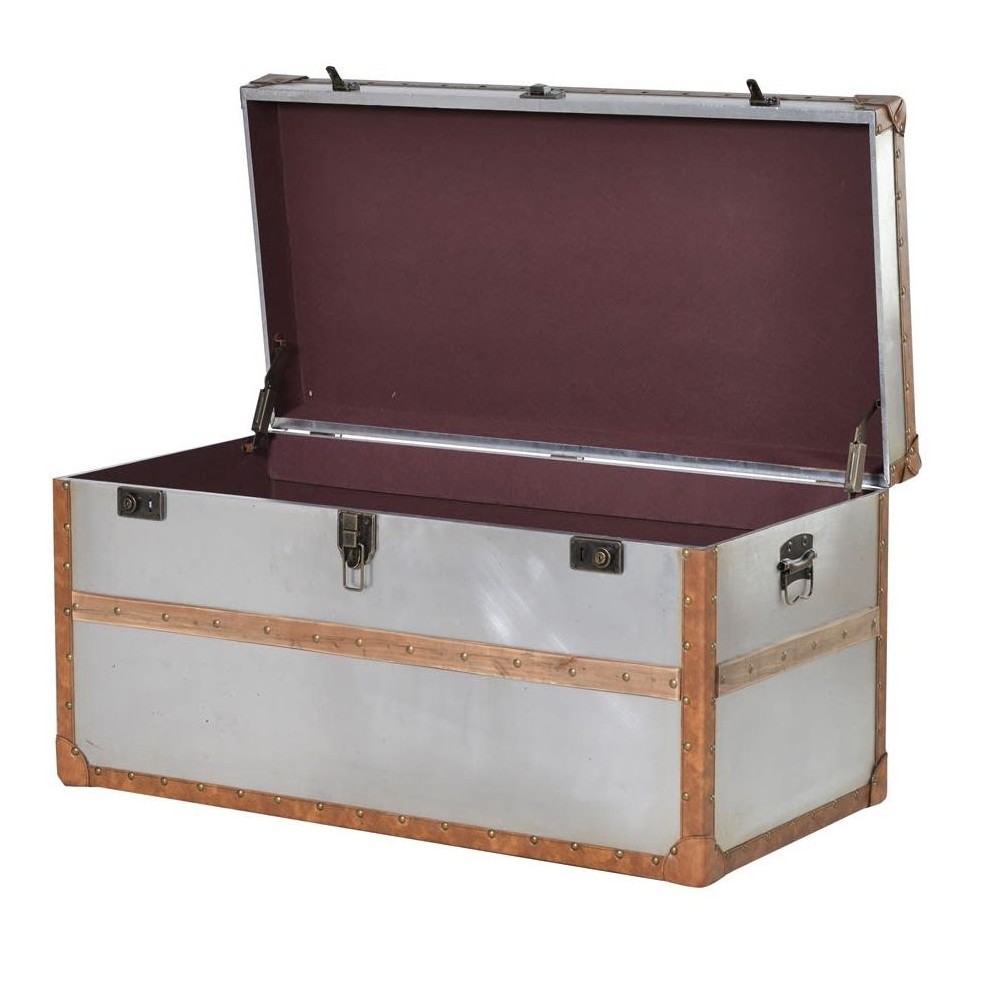 Steamer Metal Storage Trunk Smithers Industrial Furniture £321.00 All Rooms MDF Aluminium Plate product_features