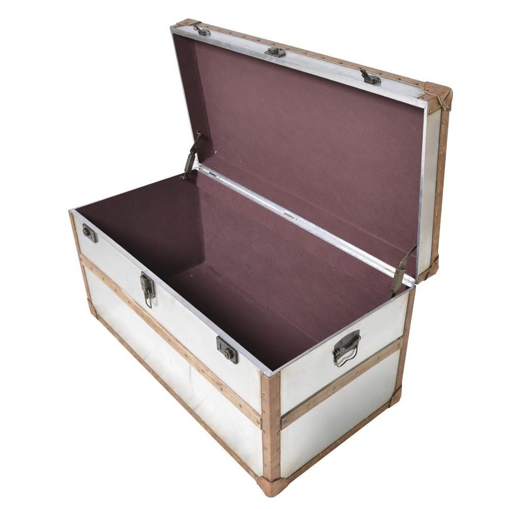 Steamer Metal Storage Trunk Smithers Industrial Furniture £321.00 All Rooms MDF Aluminium Plate product_features