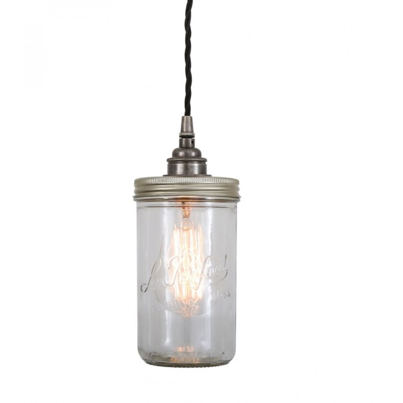 Brass Silver Jam Jar Pendant Light Ceiling Lamp • UK, US & Canada