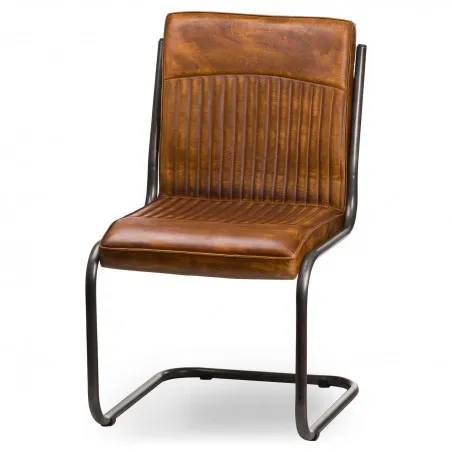 Ribbed Tan Leather Dining Chair Smithers Industrial Furniture £401.00 Dining Room Iron product_features