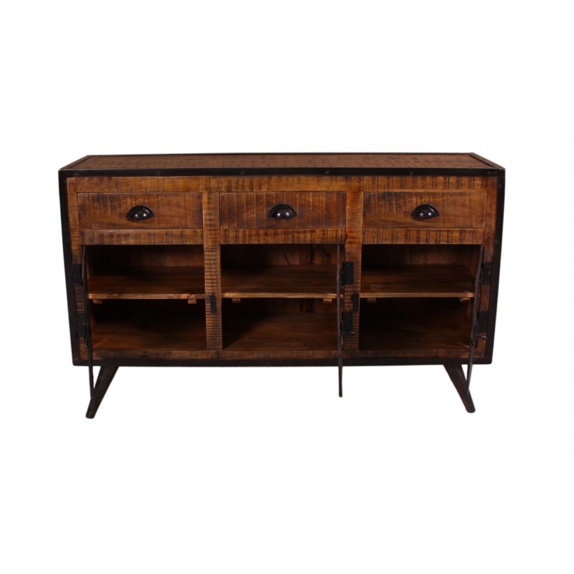 Industrial Sideboard Burnt MANGO WOOD • online store Smithers of Stamford UK