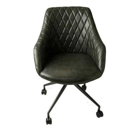 Retro Grey Leather Office Chair, Grey Leather Office Chair