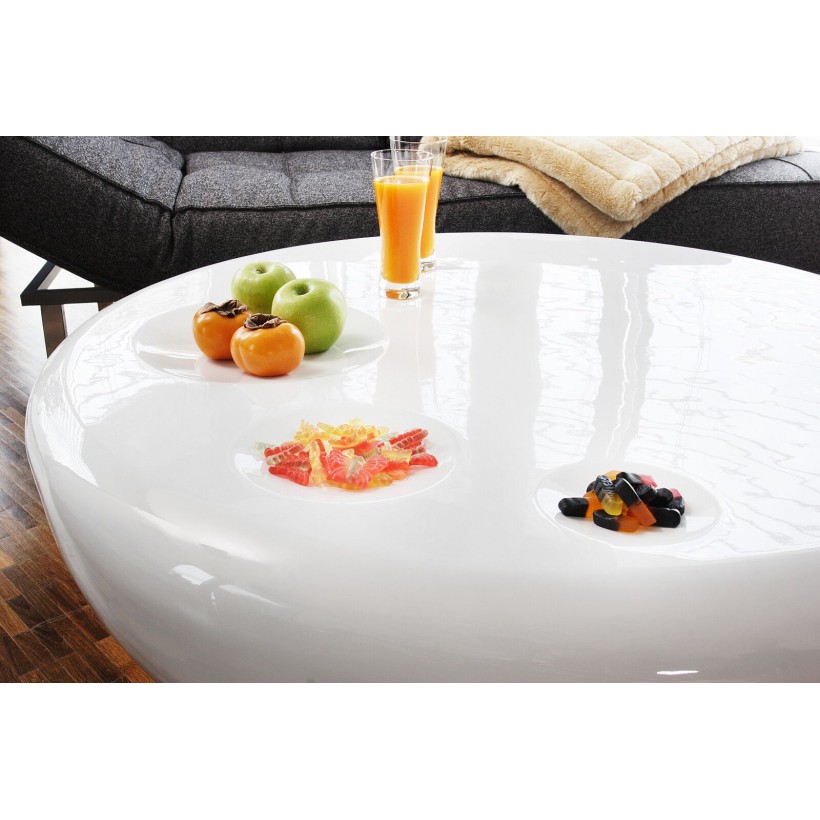 Retro Space High Gloss White Round Egg Coffee Table Smithers