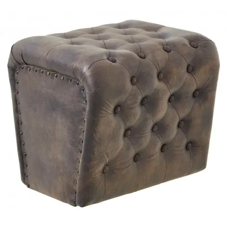 Blue Leather Pouf Stool Smithers Footstools £258.00 Living Room product_features