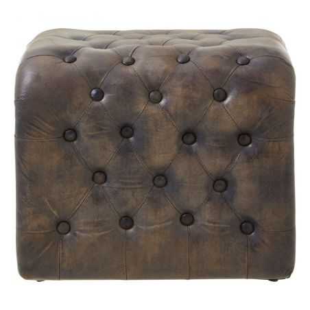 Blue Leather Pouf Stool Footstools Smithers of Stamford £281.00 Store UK, US, EU, AE,BE,CA,DK,FR,DE,IE,IT,MT,NL,NO,ES,SE