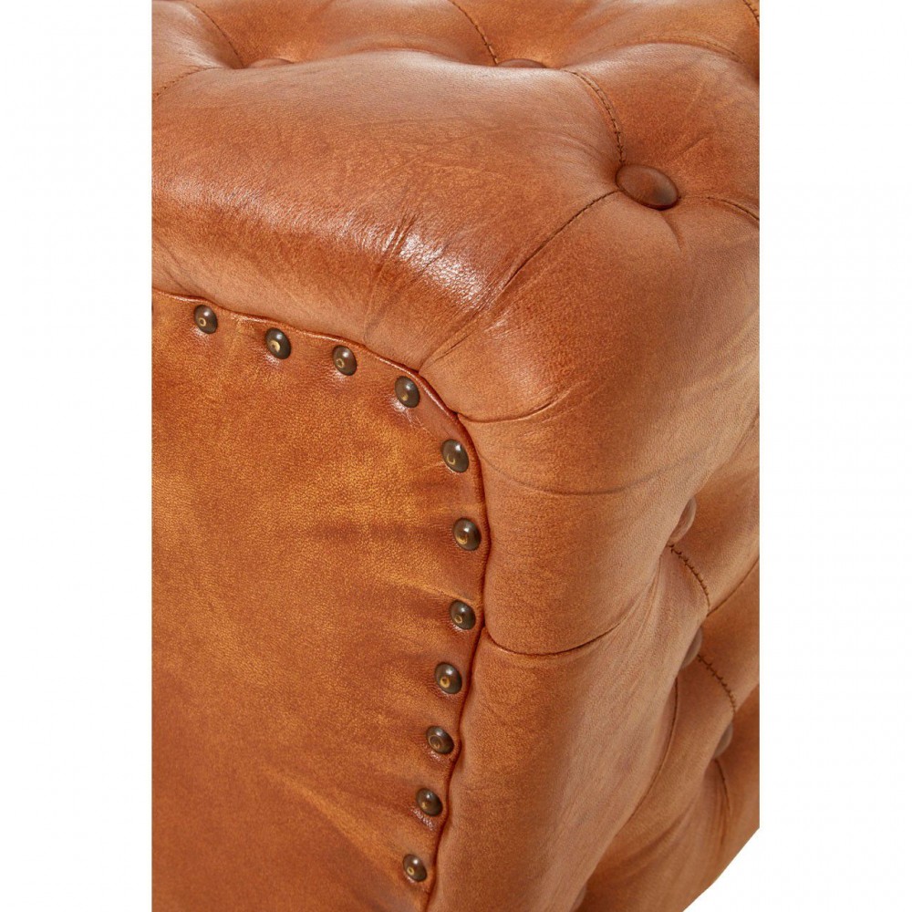 Tan Leather Pouf Stool Footstools £258.00