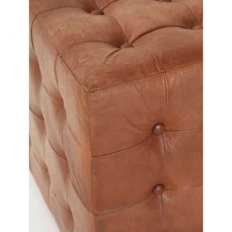 Matteo Tan Leather Footstool Footstools Smithers of Stamford £320.00 Store UK, US, EU, AE,BE,CA,DK,FR,DE,IE,IT,MT,NL,NO,ES,SE