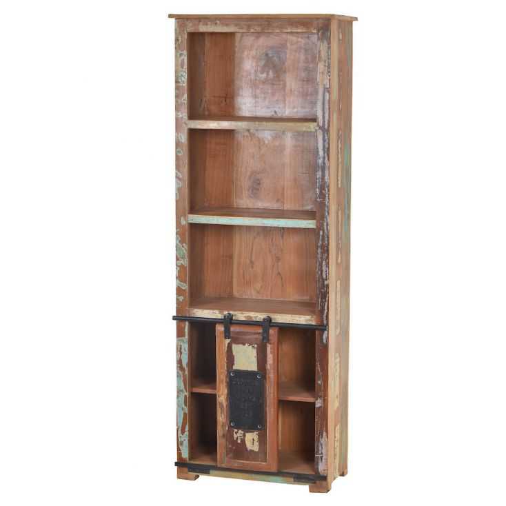 Tall Solid Reclaimed Wood Bookcase, Reclaimed Wood Bookcase With Glass Doors