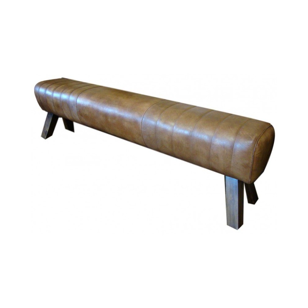 Light Brown Leather Pommel Bench Designer Furniture £676.00
