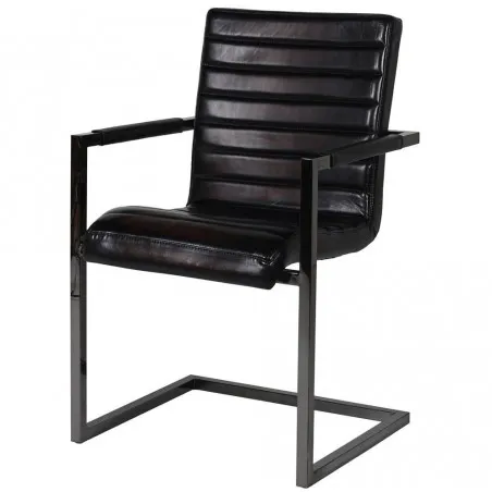 Black Ribbed Leather Chair Smithers Industrial Furniture £457.00 All Rooms Iron product_features