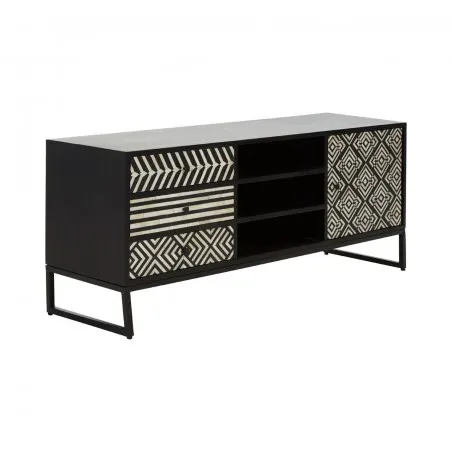 Monochrome Black & White Tv Unit Retro Furniture &pound;1,210.00 Living Room Acacia Steel product_features