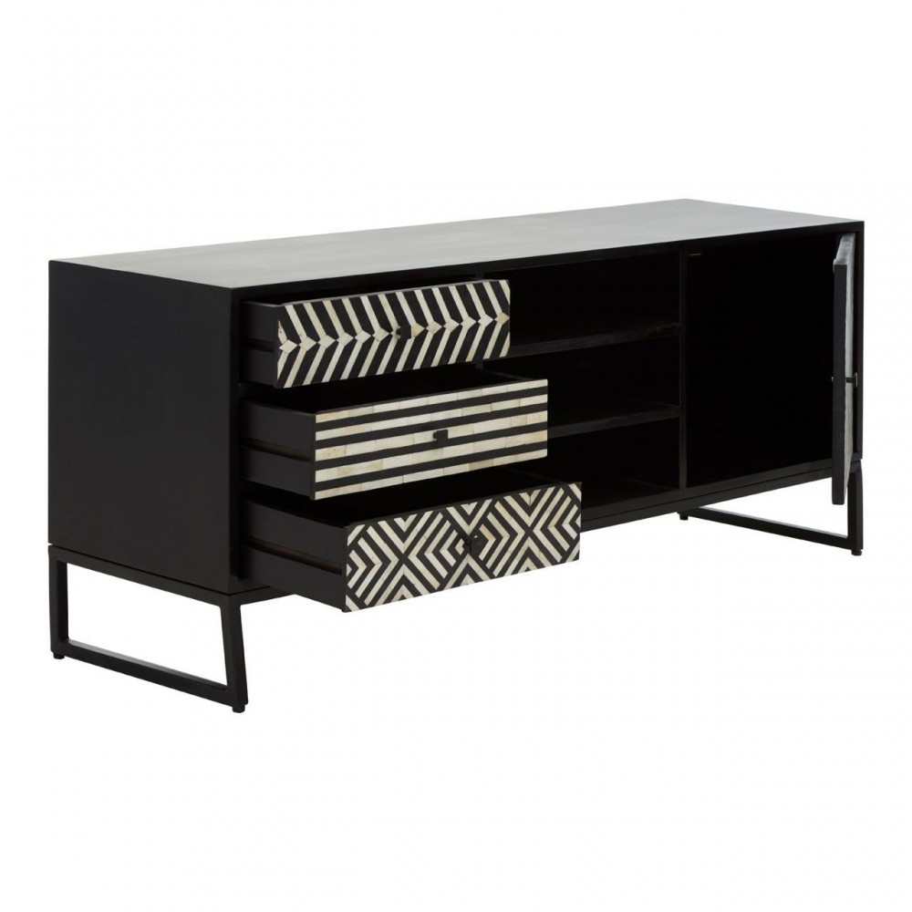 Monochrome Black & White Tv Unit Retro Furniture £1,210.00 Living Room Acacia Steel product_features