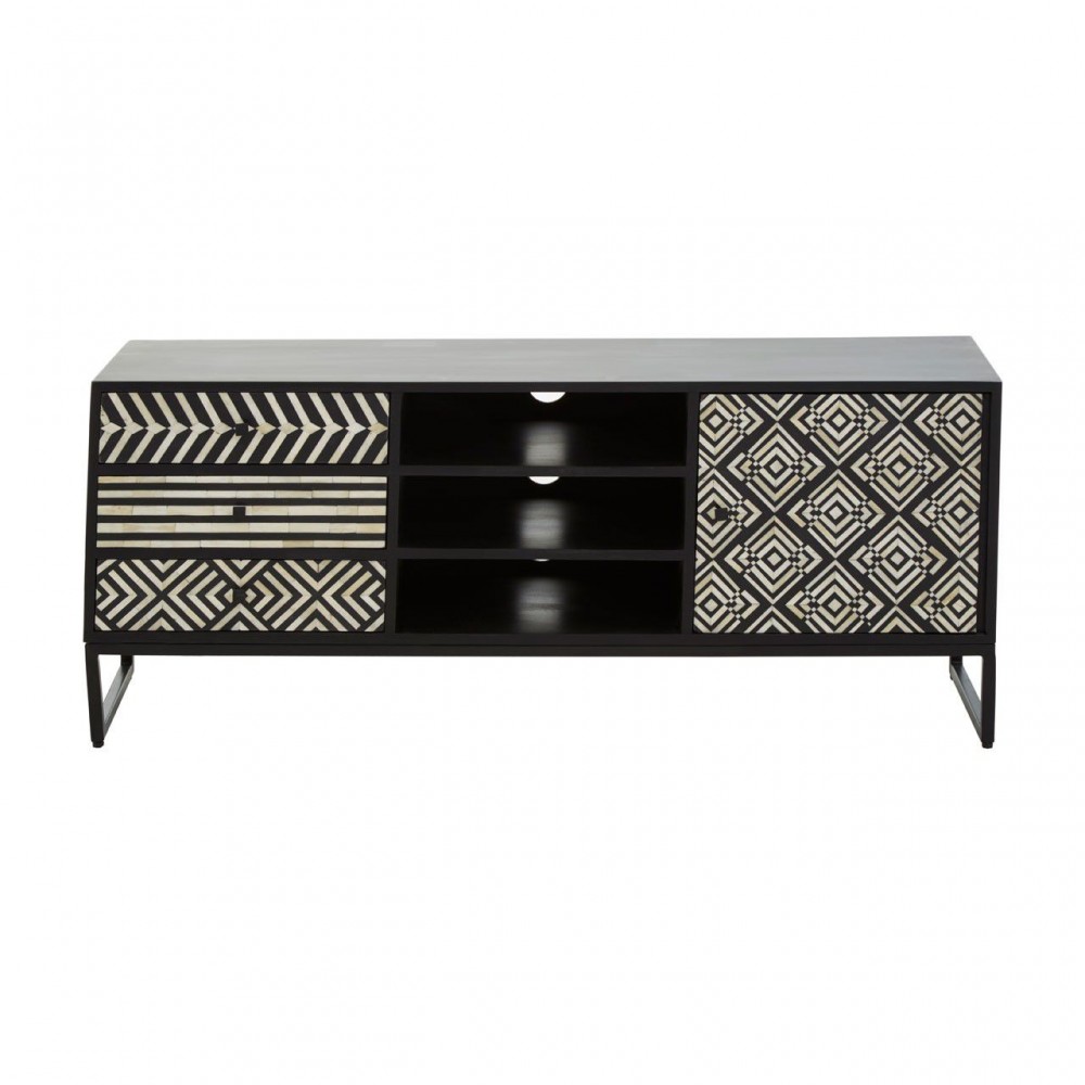 Monochrome Black & White Tv Unit Retro Furniture £1,210.00 Living Room Acacia Steel product_features