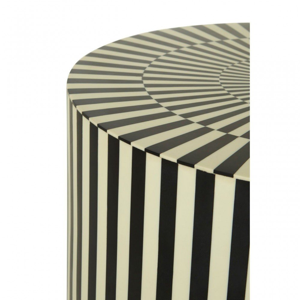 Cylinder Black And White Stripes Side Table/Stool Smithers Designer Furniture £450.00 Kitchen Diner MDF product_features