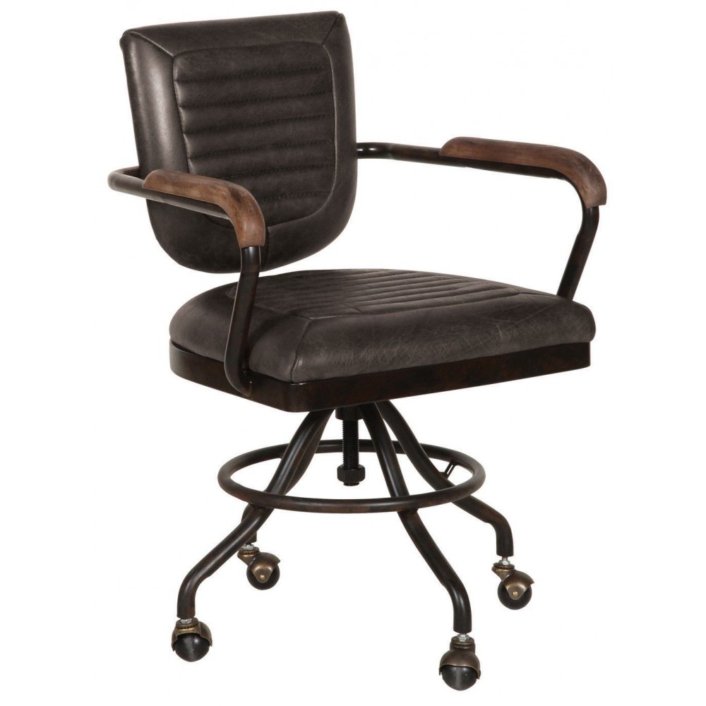Hudson Grey Leather Office Chair Smithers Aviator £413.00 Office Iron product_features