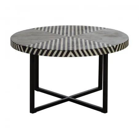 Bone Inlay Black And White Coffee Table Smithers Side Tables & Coffee Tables £650.00 Living Room Acacia Steel product_features