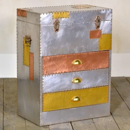 Dakota Industrial Chest of Drawers Smithers Aviator £413.00 Aluminium Plate product_features