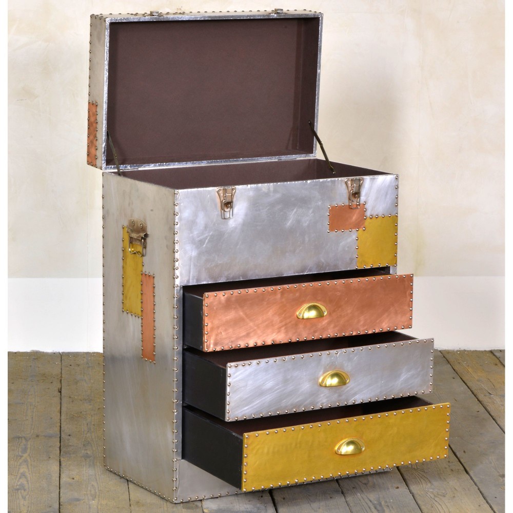 Dakota Industrial Chest of Drawers Smithers Aviator £413.00 Aluminium Plate product_features