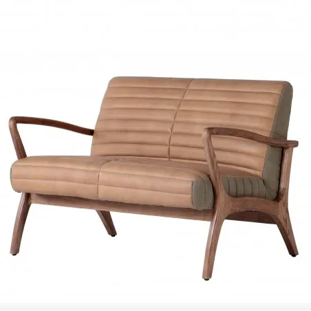 Tan Leather 2 Seater Sofa Smithers Designer Furniture £1,547.00 Mango Wood product_features