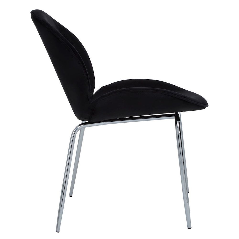 Tolethorpe Black Velvet Chrome Dining Chair Designer Furniture £125.00 Dining Room Steel product_features