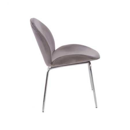 Tolethorpe Mink Velvet Chrome Dining Chair Designer Furniture £150.00 Store UK, US, EU, AE,BE,CA,DK,FR,DE,IE,IT,MT,NL,NO,ES,SE