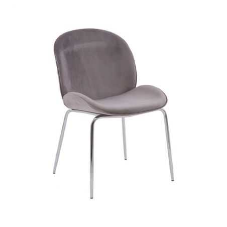 Tolethorpe Mink Velvet Chrome Dining Chair Designer Furniture  £150.00 Store UK, US, EU, AE,BE,CA,DK,FR,DE,IE,IT,MT,NL,NO,ES,SE