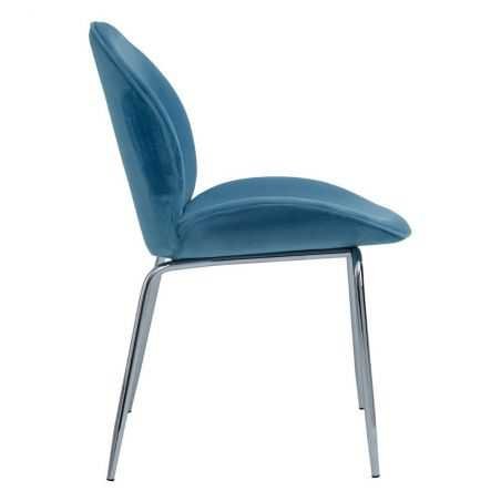 Tolethorpe Blue Velvet Chrome Dining Chair Designer Furniture £150.00 Store UK, US, EU, AE,BE,CA,DK,FR,DE,IE,IT,MT,NL,NO,ES,SE